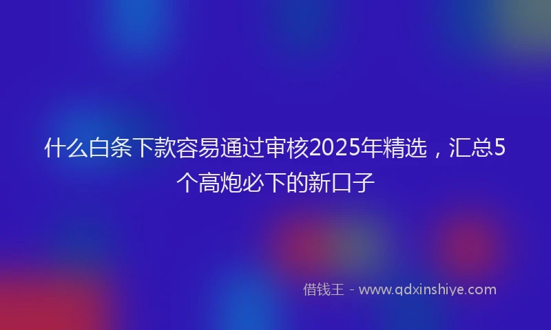 什么白条下款容易通过审核2025年精选，汇总5个高炮必下的新口子