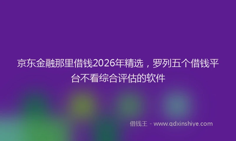 京东金融那里借钱2026年精选，罗列五个借钱平台不看综合评估的软件