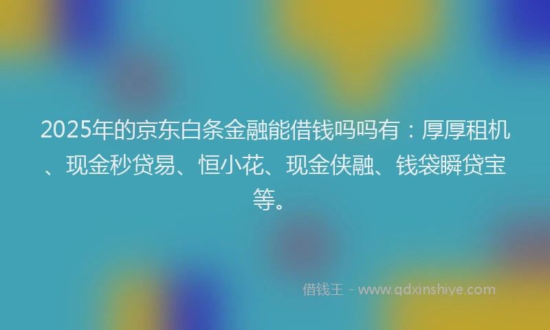2025年的京东白条金融能借钱吗吗有：厚厚租机、现金秒贷易、恒小花、现金侠融、钱袋瞬贷宝等。