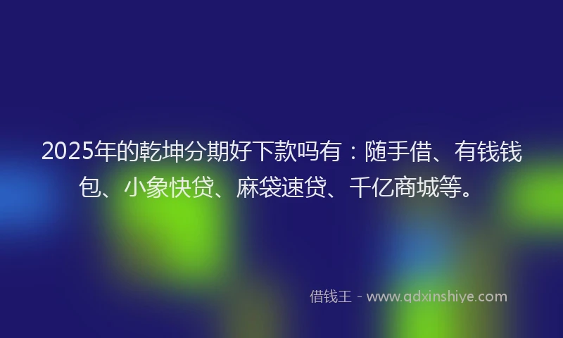 2025年的乾坤分期好下款吗有：随手借、有钱钱包、小象快贷、麻袋速贷、千亿商城等。