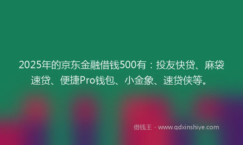 2025年的京东金融借钱500有：投友快贷、麻袋速贷、便捷Pro钱包、小金象、速贷侠等。