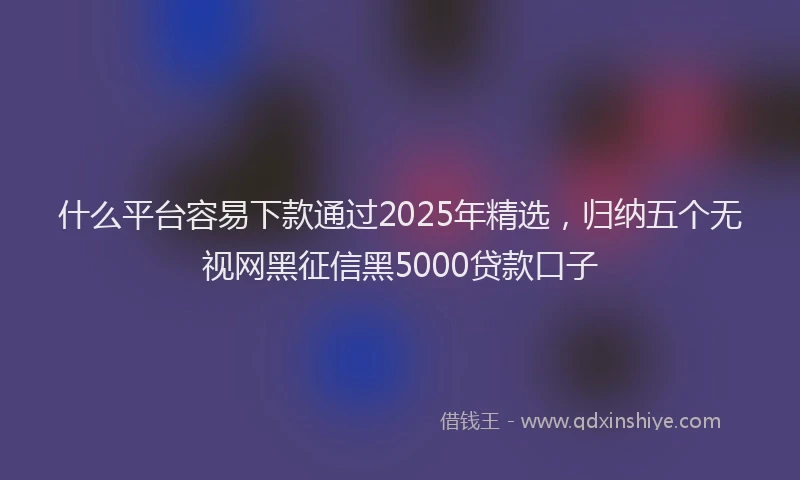 什么平台容易下款通过2025年精选，归纳五个无视网黑征信黑5000贷款口子
