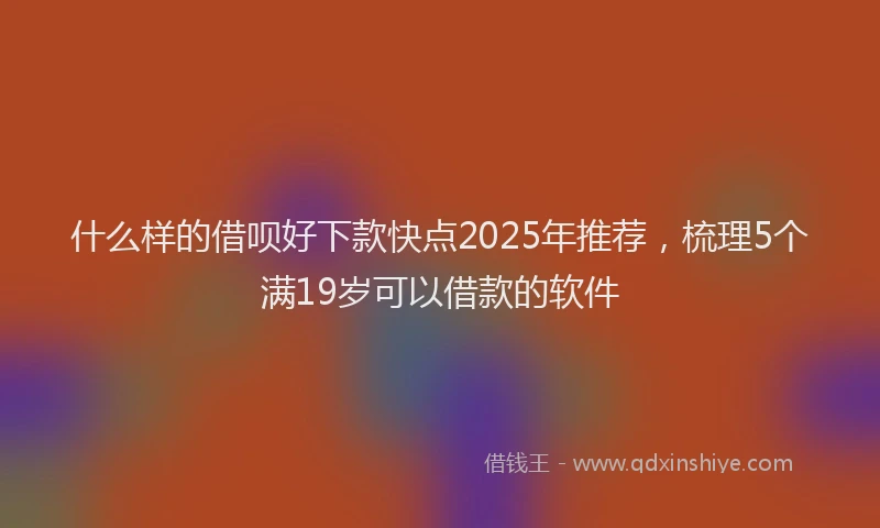 什么样的借呗好下款快点2025年推荐，梳理5个满19岁可以借款的软件