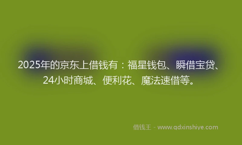 2025年的京东上借钱有：福星钱包、瞬借宝贷、24小时商城、便利花、魔法速借等。