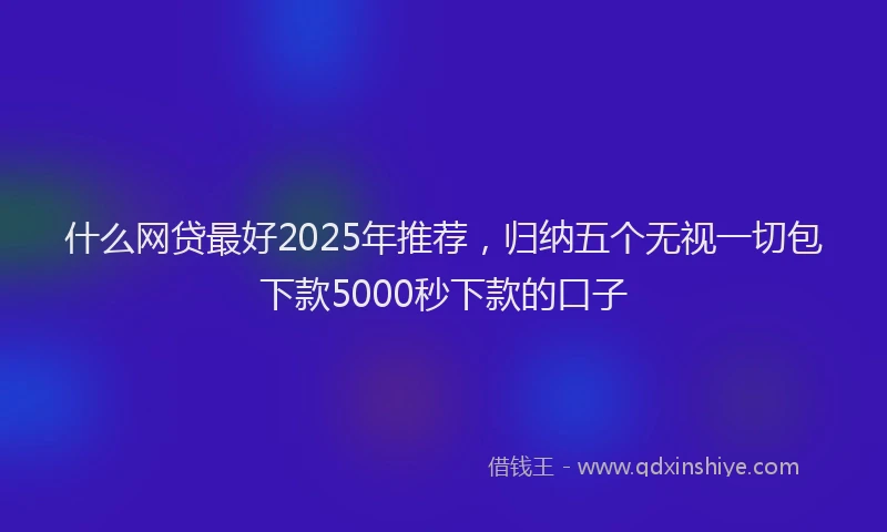 什么网贷最好2025年推荐，归纳五个无视一切包下款5000秒下款的口子