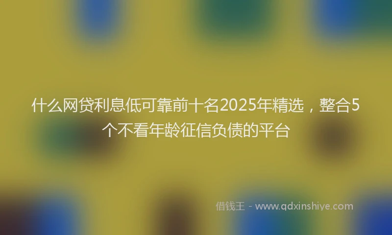 什么网贷利息低可靠前十名2025年精选,整合5个不看年龄征信负债的平台