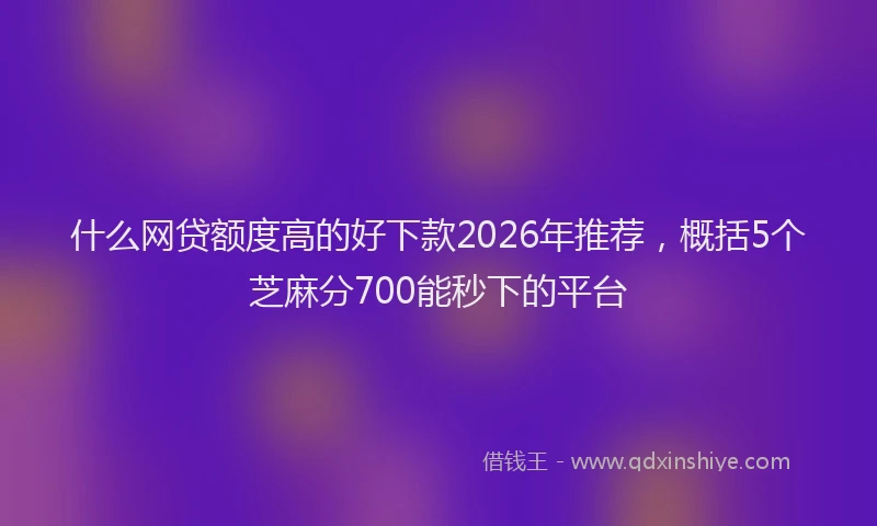什么网贷额度高的好下款2026年推荐，概括5个芝麻分700能秒下的平台
