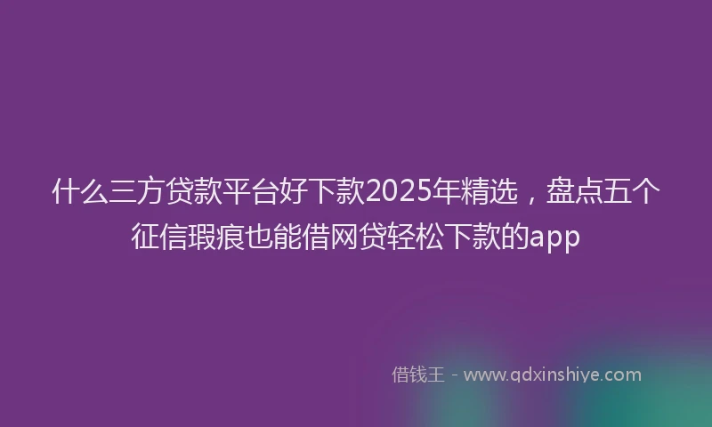 什么三方贷款平台好下款2025年精选,盘点五个征信瑕疵也能借网贷轻松下款的app