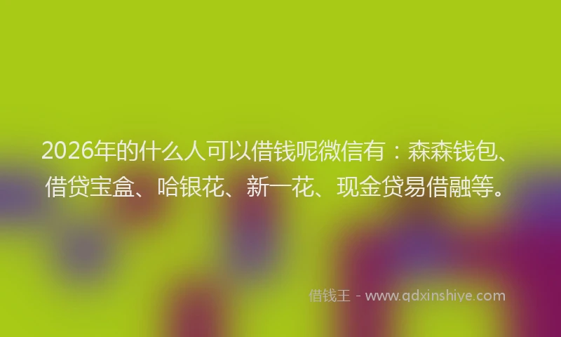2026年的什么人可以借钱呢微信有：森森钱包、借贷宝盒、哈银花、新一花、现金贷易借融等。