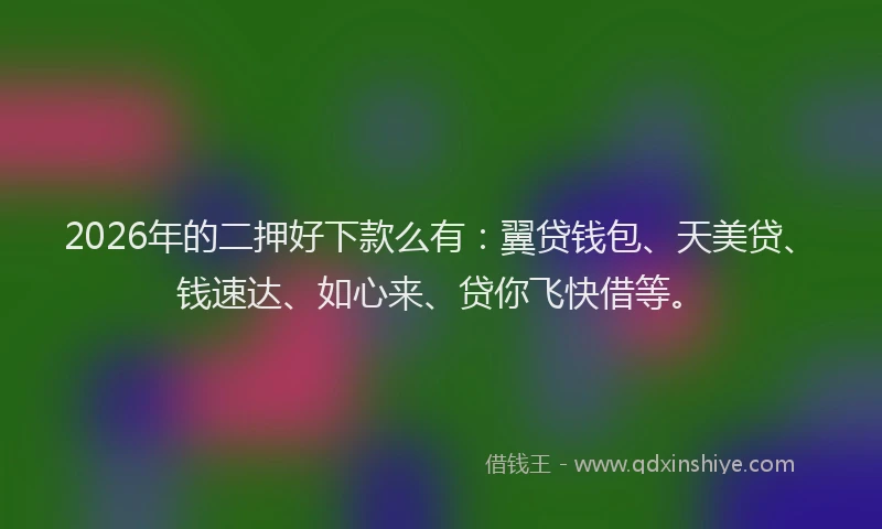 2026年的二押好下款么有：翼贷钱包、天美贷、钱速达、如心来、贷你飞快借等。