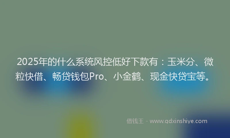 2025年的什么系统风控低好下款有：玉米分、微粒快借、畅贷钱包Pro、小金鹤、现金快贷宝等。