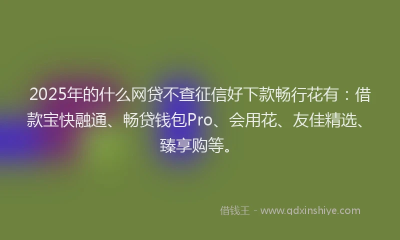 2025年的什么网贷不查征信好下款畅行花有：借款宝快融通、畅贷钱包Pro、会用花、友佳精选、臻享购等。
