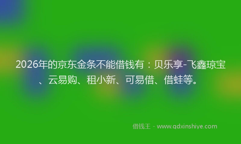 2026年的京东金条不能借钱有：贝乐享-飞鑫琼宝、云易购、租小新、可易借、借蛙等。