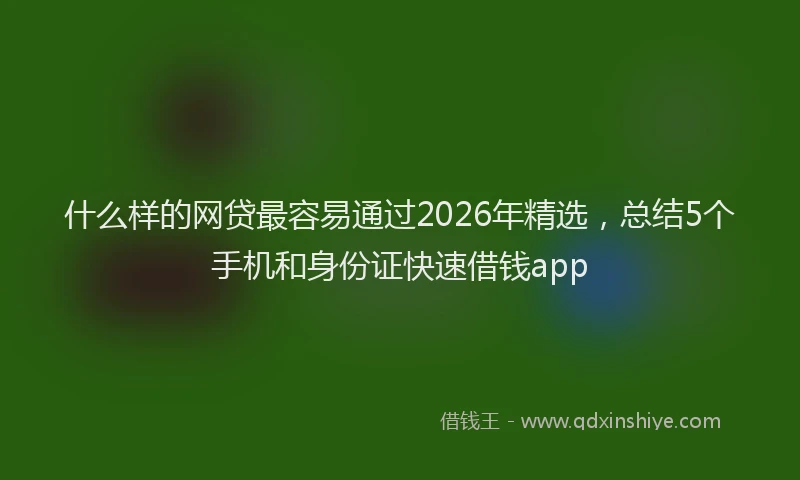 什么样的网贷最容易通过2026年精选，总结5个手机和身份证快速借钱app