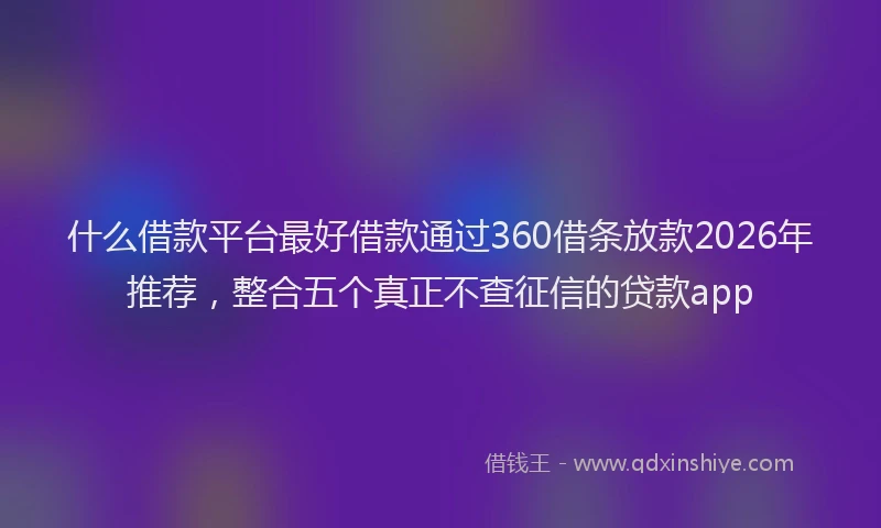 什么借款平台最好借款通过360借条放款2026年推荐，整合五个真正不查征信的贷款app