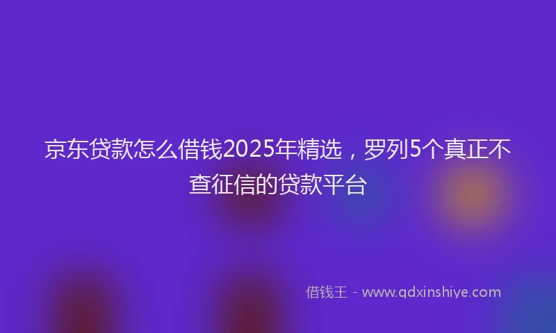 京东贷款怎么借钱2025年精选，罗列5个真正不查征信的贷款平台