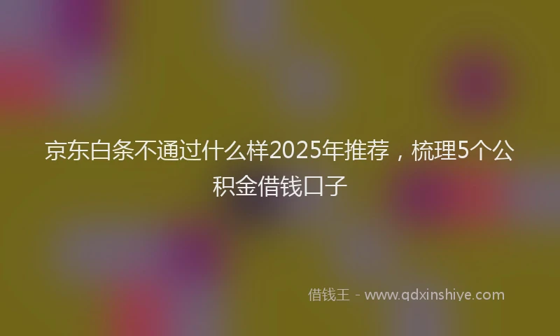 京东白条不通过什么样2025年推荐，梳理5个公积金借钱口子