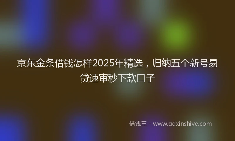 京东金条借钱怎样2025年精选，归纳五个新号易贷速审秒下款口子