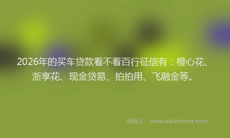 2026年的买车贷款看不看百行征信有:橙心花、浙享花、现金贷易、拍拍用、飞融金等。