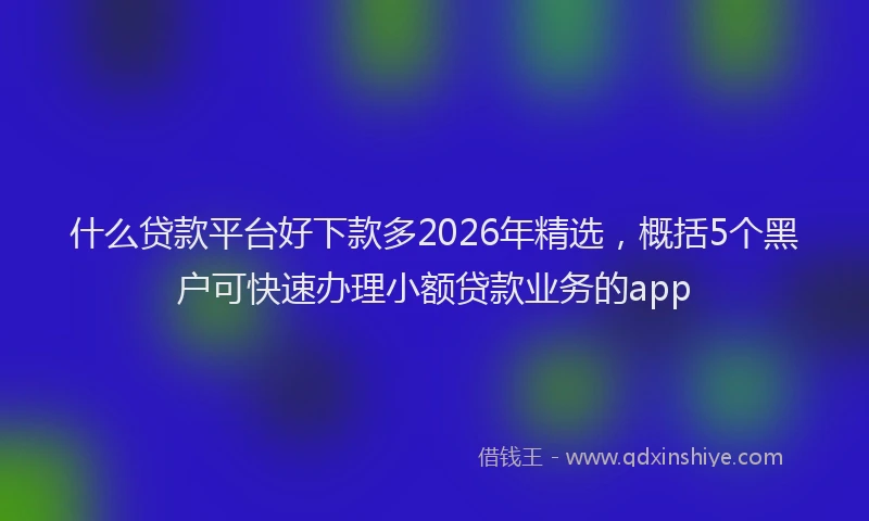 什么贷款平台好下款多2026年精选，概括5个黑户可快速办理小额贷款业务的app