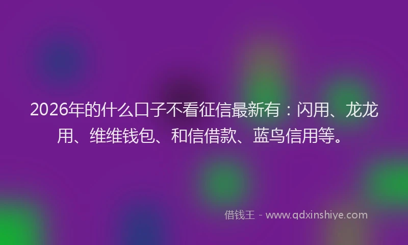 2026年的什么口子不看征信最新有：闪用、龙龙用、维维钱包、和信借款、蓝鸟信用等。