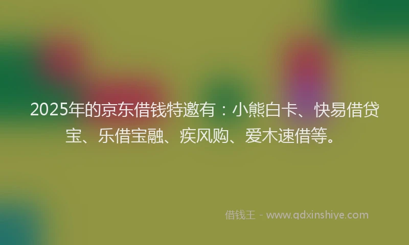 2025年的京东借钱特邀有：小熊白卡、快易借贷宝、乐借宝融、疾风购、爱木速借等。