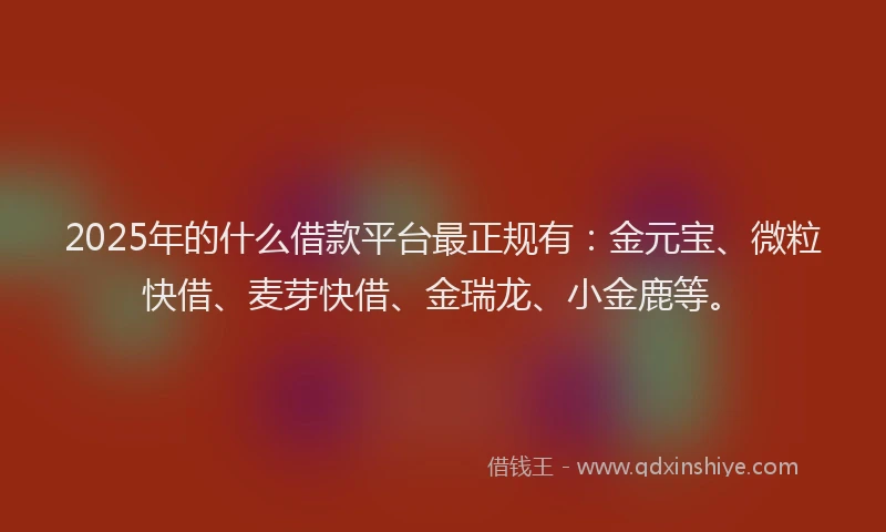 2025年的什么借款平台最正规有：金元宝、微粒快借、麦芽快借、金瑞龙、小金鹿等。