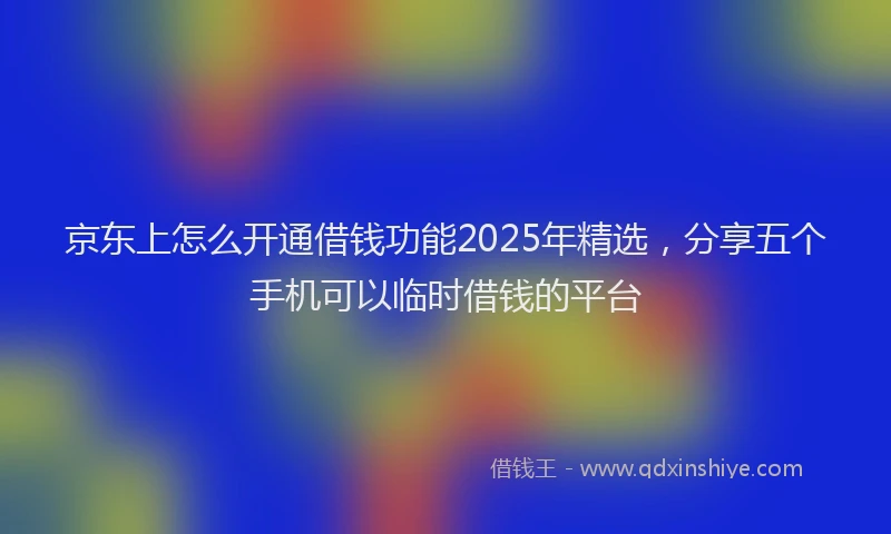 京东上怎么开通借钱功能2025年精选，分享五个手机可以临时借钱的平台
