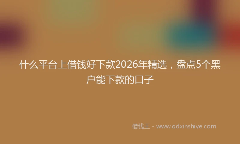 什么平台上借钱好下款2026年精选，盘点5个黑户能下款的口子