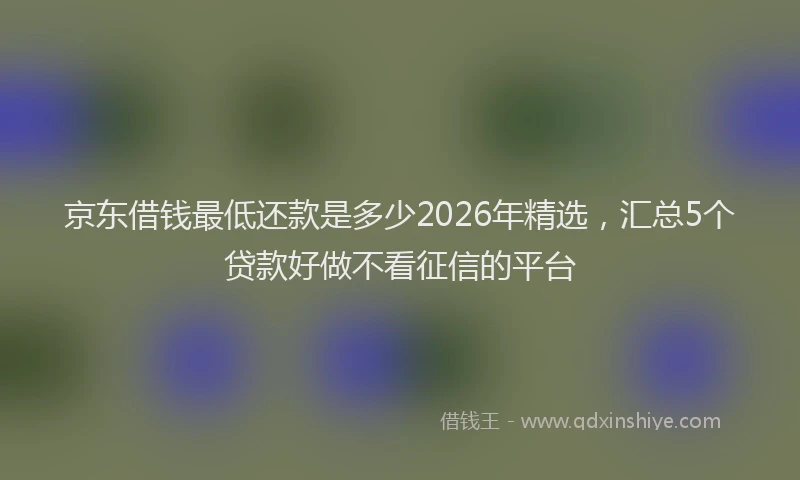 京东借钱最低还款是多少2026年精选，汇总5个贷款好做不看征信的平台