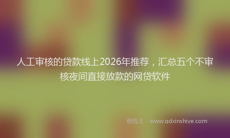 人工审核的贷款线上2026年推荐,汇总五个不审核夜间直接放款的网贷软件