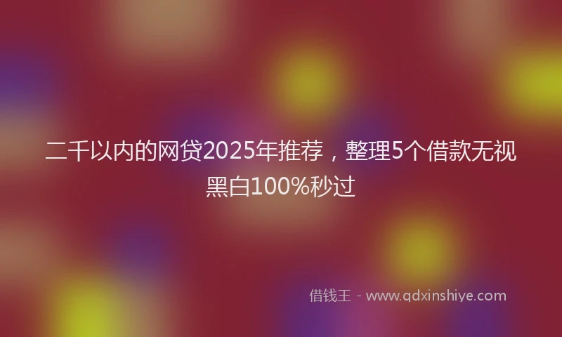 二千以内的网贷2025年推荐,整理5个借款无视黑白100%秒过