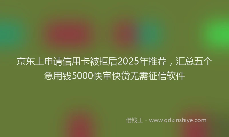 京东上申请信用卡被拒后2025年推荐，汇总五个急用钱5000快审快贷无需征信软件
