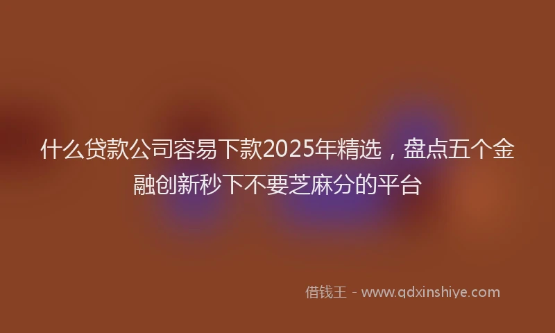 什么贷款公司容易下款2025年精选，盘点五个金融创新秒下不要芝麻分的平台