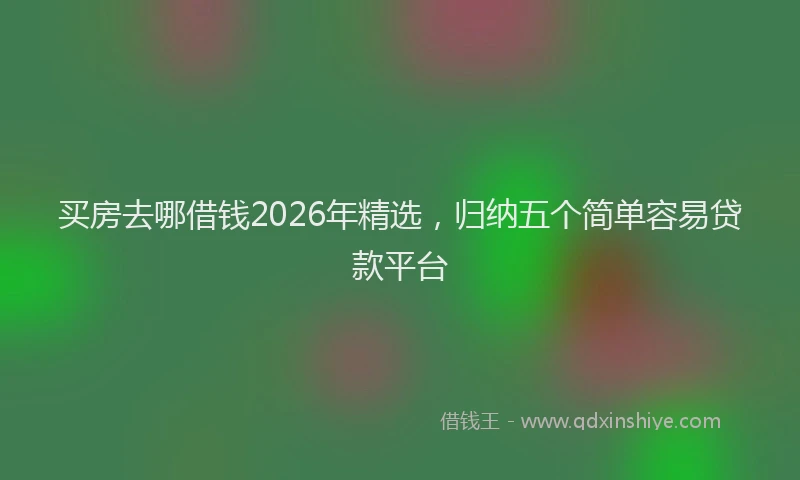 买房去哪借钱2026年精选，归纳五个简单容易贷款平台