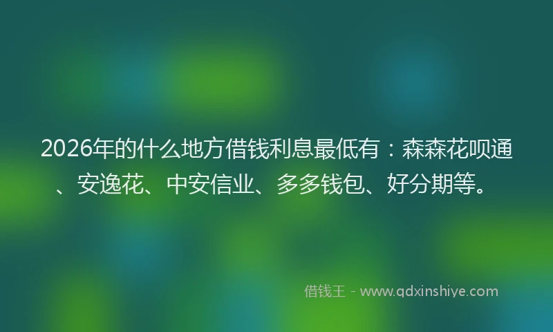 2026年的什么地方借钱利息最低有:森森花呗通、安逸花、中安信业、多多钱包、好分期等。