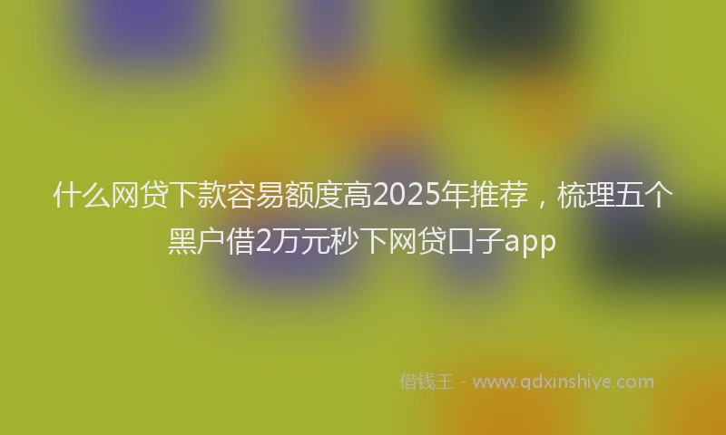 什么网贷下款容易额度高2025年推荐，梳理五个黑户借2万元秒下网贷口子app