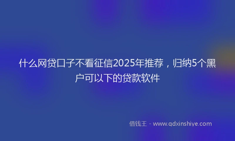 什么网贷口子不看征信2025年推荐，归纳5个黑户可以下的贷款软件