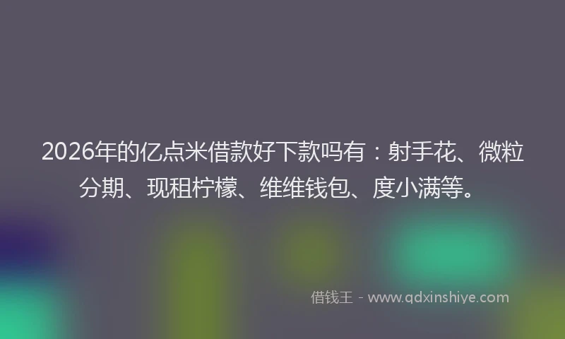 2026年的亿点米借款好下款吗有:射手花、微粒分期、现租柠檬、维维钱包、度小满等。