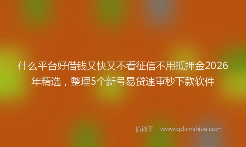 什么平台好借钱又快又不看征信不用抵押金2026年精选，整理5个新号易贷速审秒下款软件