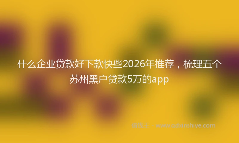 什么企业贷款好下款快些2026年推荐，梳理五个苏州黑户贷款5万的app