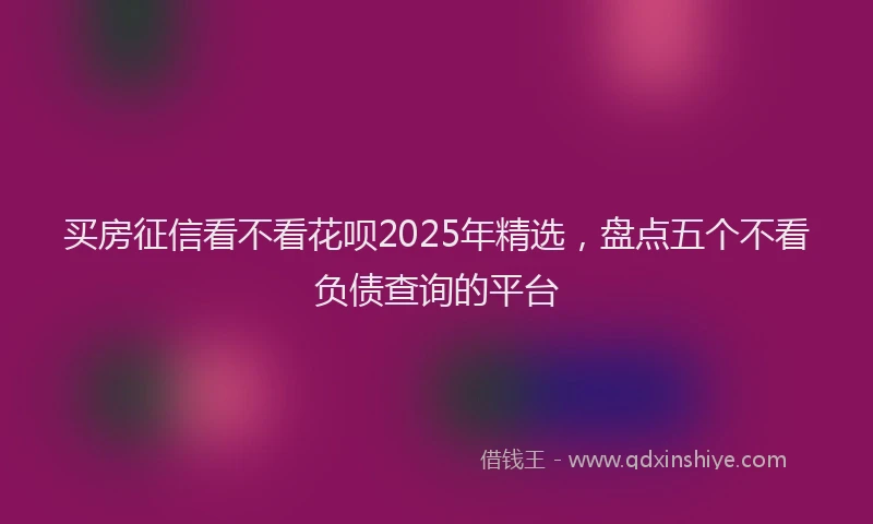 买房征信看不看花呗2025年精选，盘点五个不看负债查询的平台