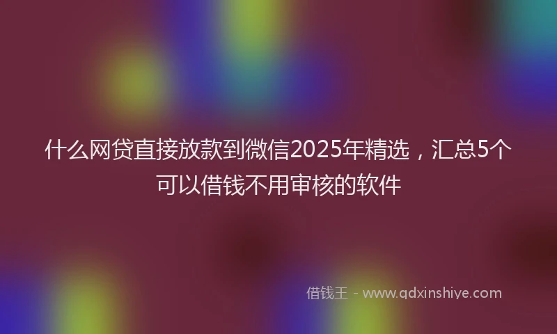 什么网贷直接放款到微信2025年精选，汇总5个可以借钱不用审核的软件