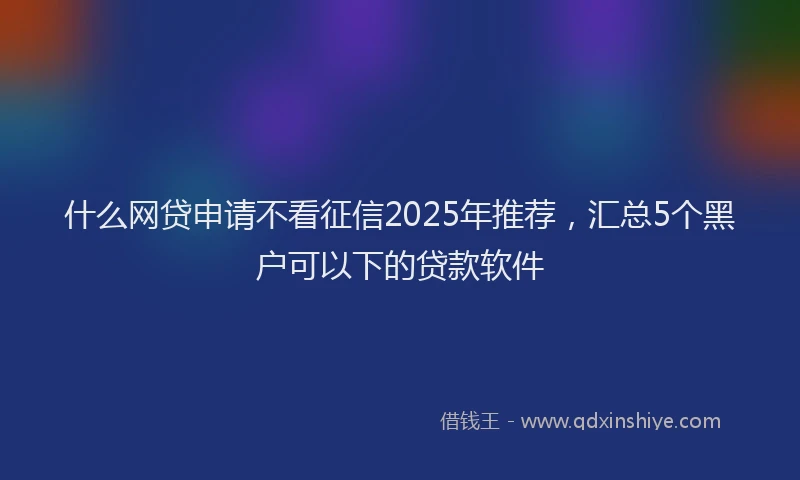什么网贷申请不看征信2025年推荐,汇总5个黑户可以下的贷款软件