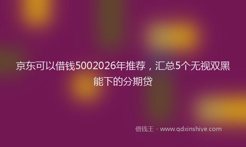 京东可以借钱5002026年推荐，汇总5个无视双黑能下的分期贷
