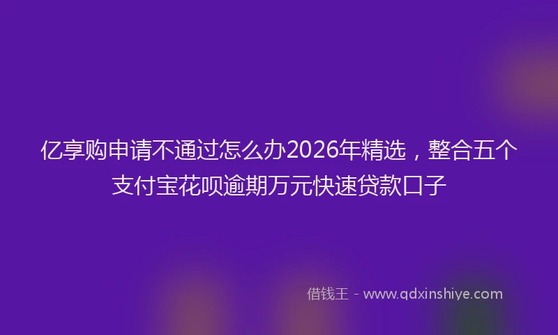亿享购申请不通过怎么办2026年精选，整合五个支付宝花呗逾期万元快速贷款口子