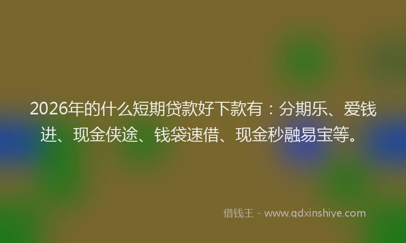 2026年的什么短期贷款好下款有:分期乐、爱钱进、现金侠途、钱袋速借、现金秒融易宝等。
