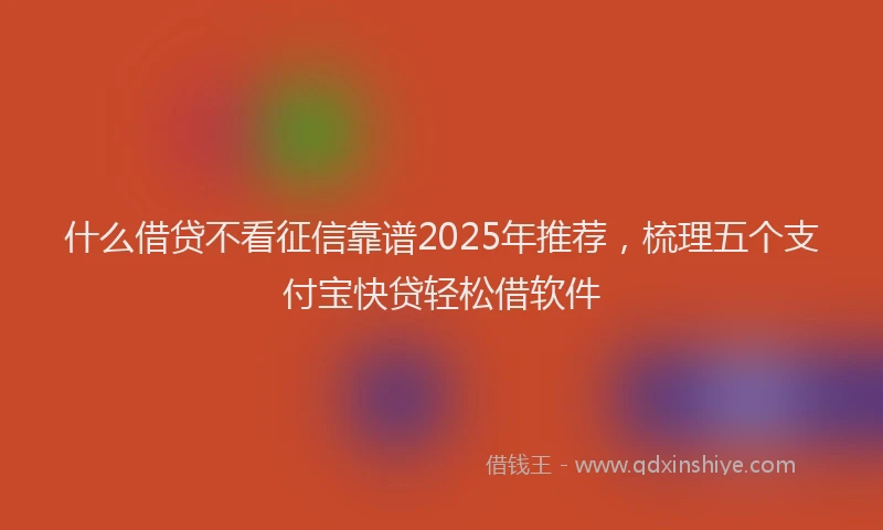 什么借贷不看征信靠谱2025年推荐，梳理五个支付宝快贷轻松借软件
