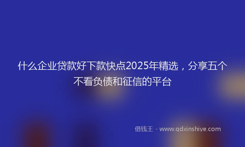 什么企业贷款好下款快点2025年精选，分享五个不看负债和征信的平台