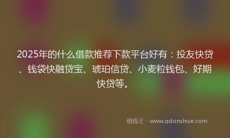 2025年的什么借款推荐下款平台好有:投友快贷、钱袋快融贷宝、琥珀信贷、小麦粒钱包、好期快贷等。